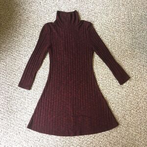 American Eagle Sweater Dress Size S Long Sleeve Keyhole Back Mini Red Holiday